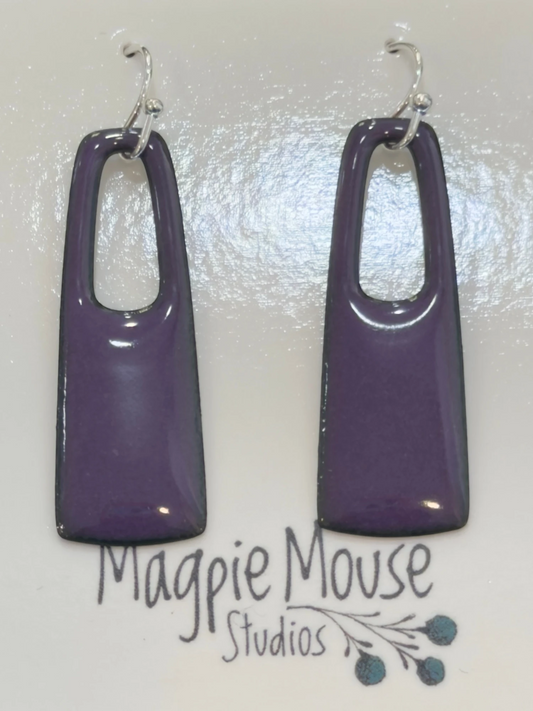 Magpie Mouse Studios - Small Rectangle Earrings, Iris Purple Enamel