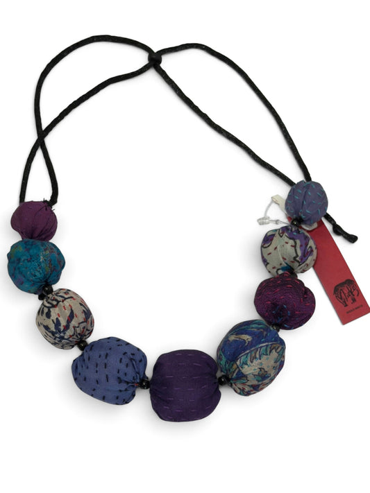 Mieko Mintz- VINTAGE SILK KANTHA NUTS SHORT NECKLACE