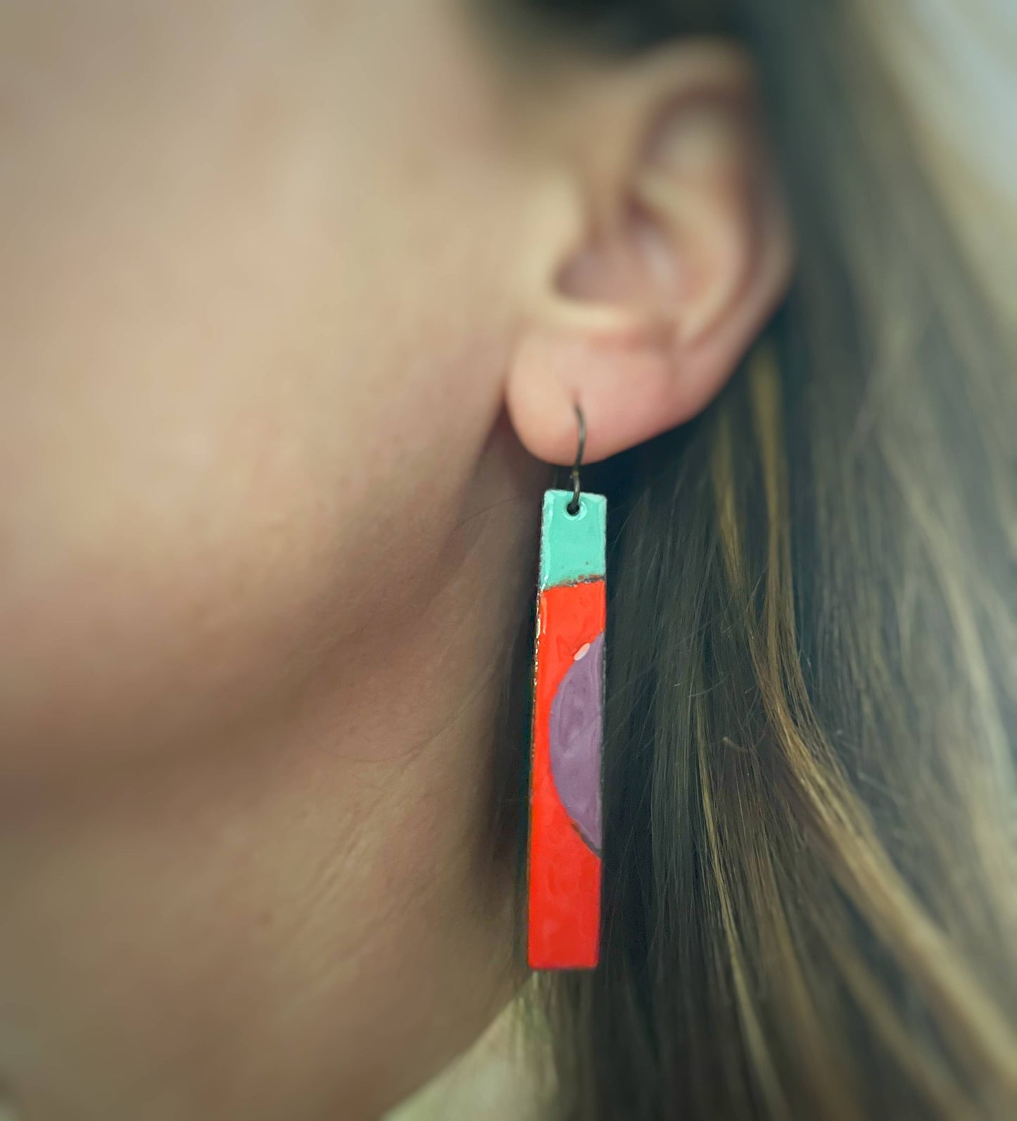 Courtney Fischer Jewelry - Rectangle Enamel Dangle Earrings