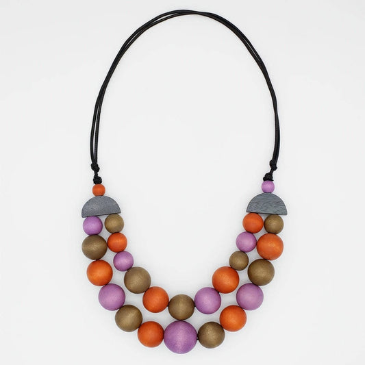 Sylca Designs - Orange Zuri Round Bead Necklace