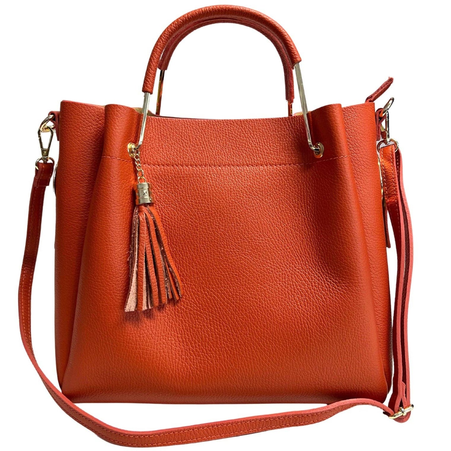MODARNO - Leather Tote with Removable Clutch/ Sable