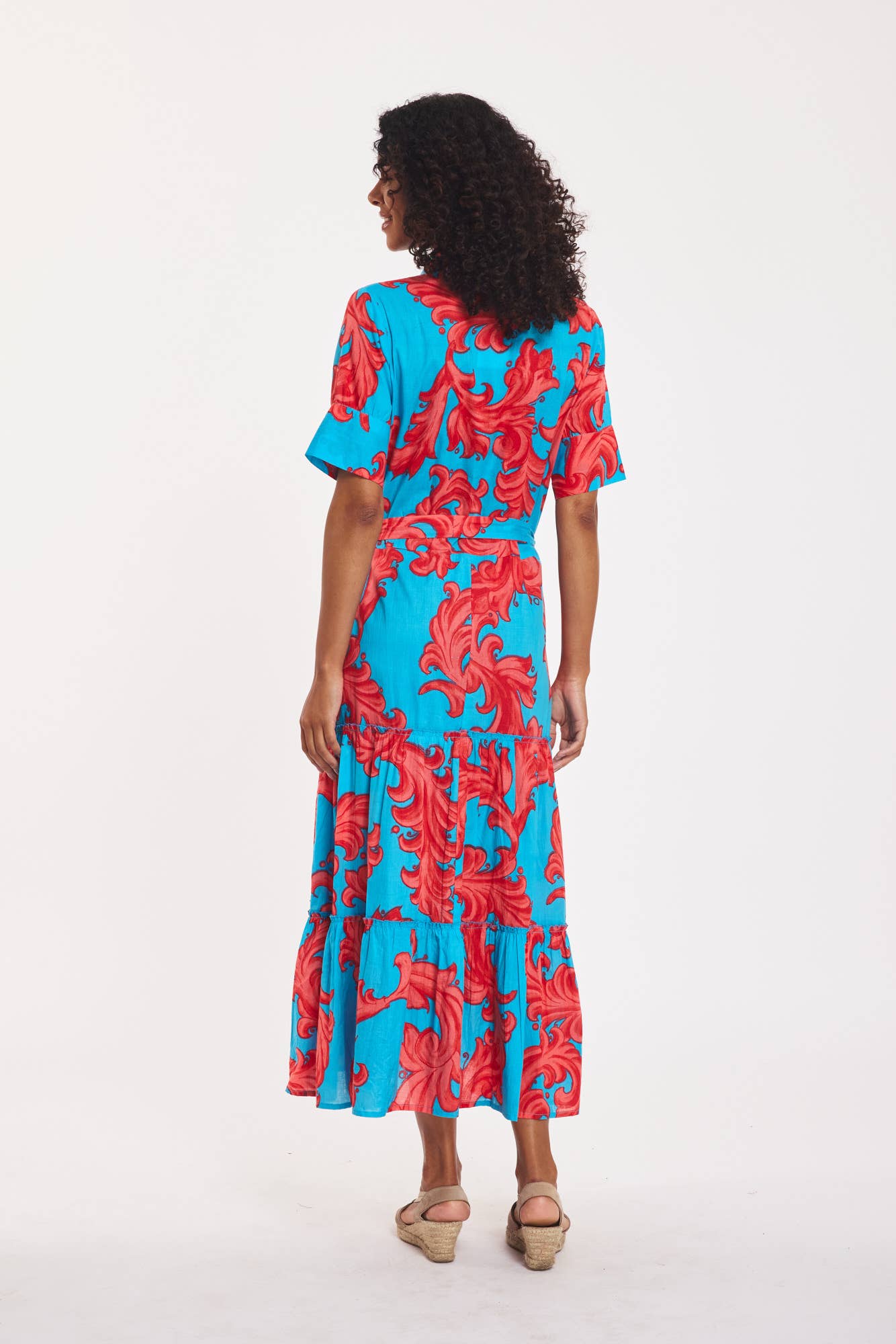 ModaPosa - Alcee Maxi Dress Baroque Swirl Blue Red