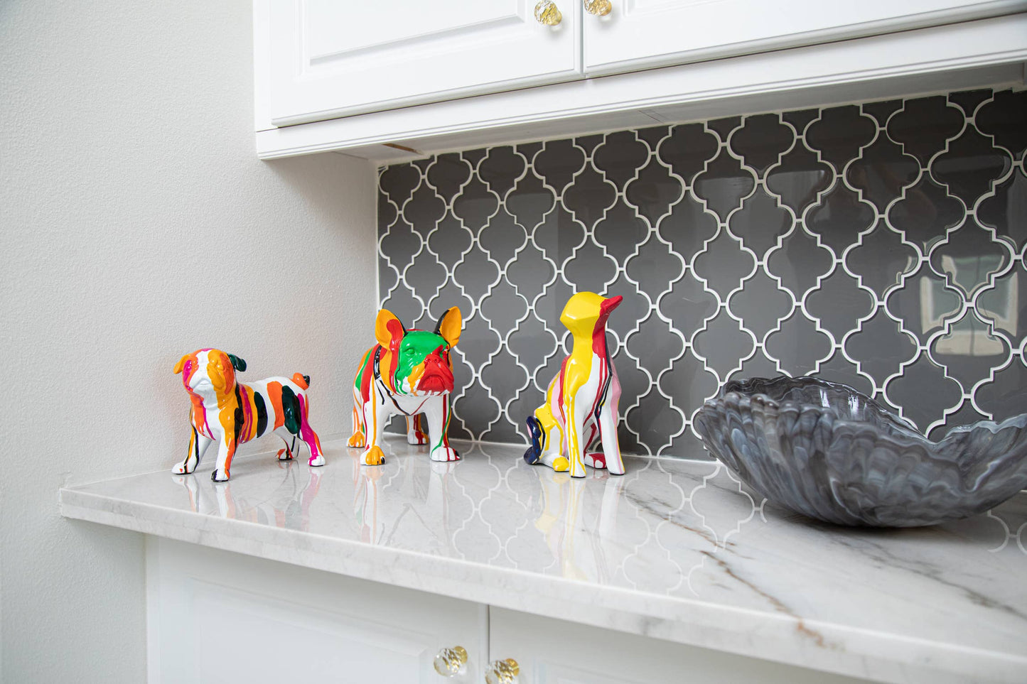Interior Illusions Plus - Hand Painted  Multi Cat Splatter Sculpture