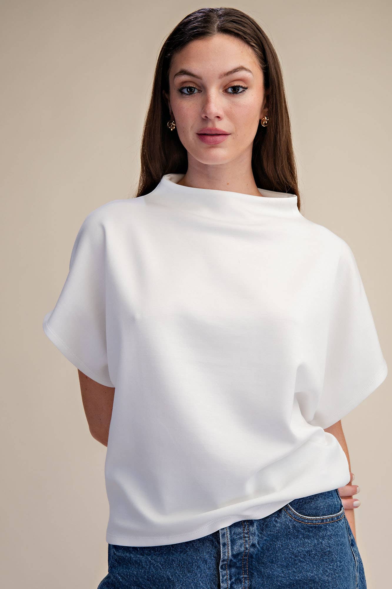 Glam - Mock Neck Top/ White