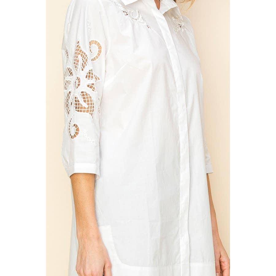 Mia Collection- Embroidered Cotton Tunic Shirt