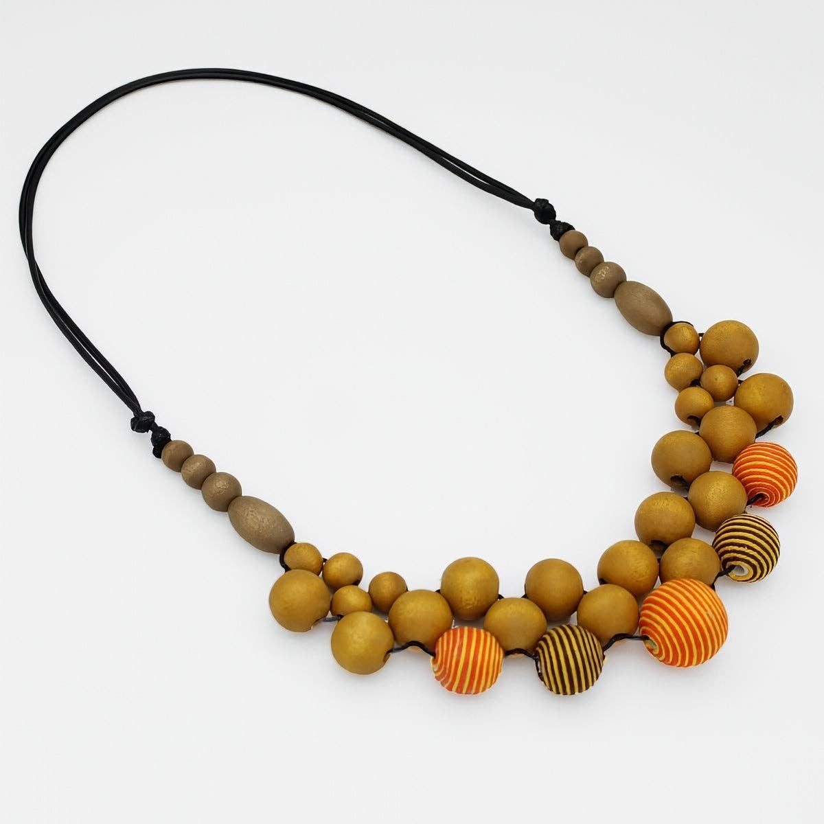 Sylca Designs - Orange Wood Bead Audrey Necklace