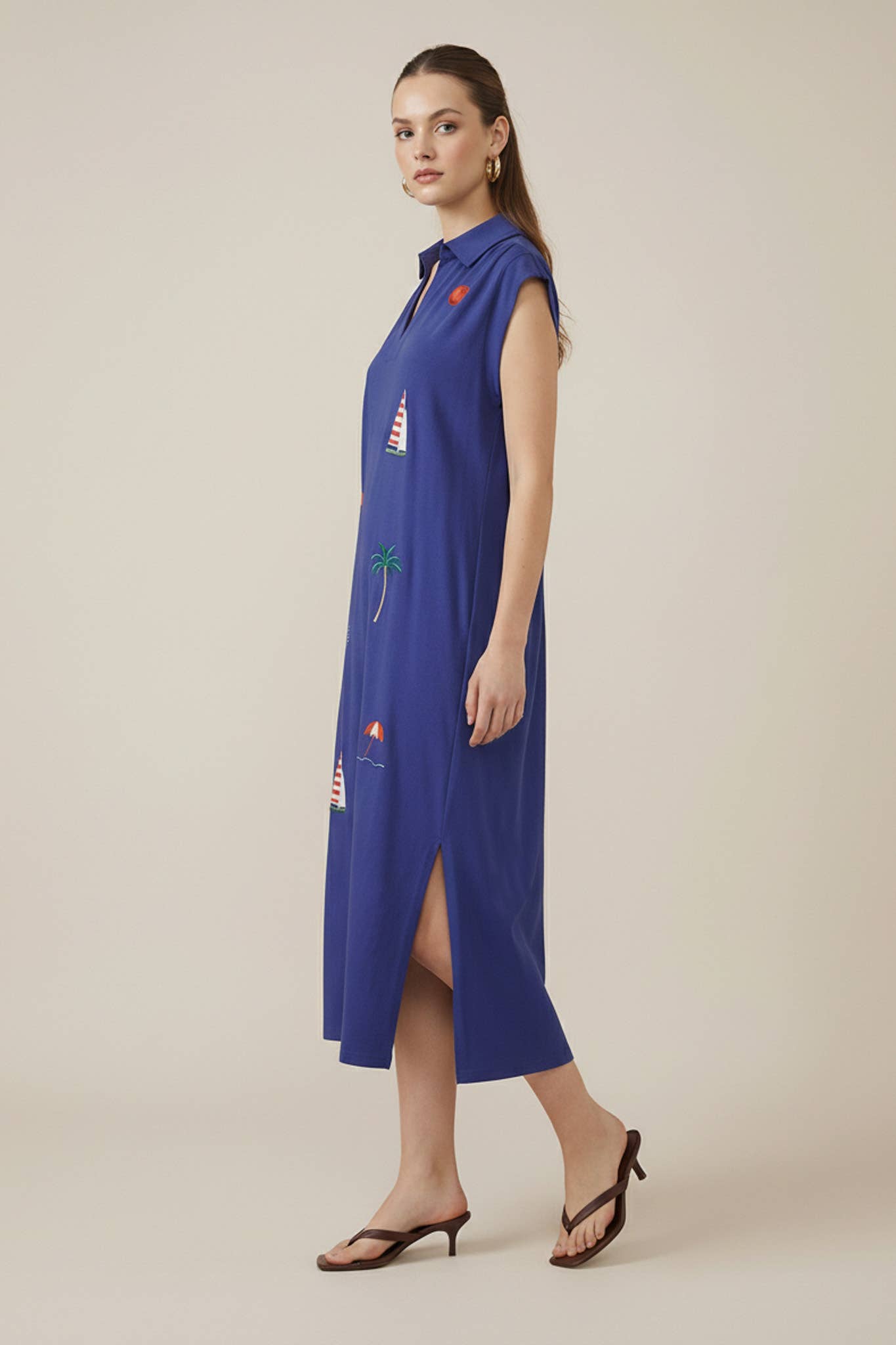 Taelynn - Sail Away Embroidered Midi Dress