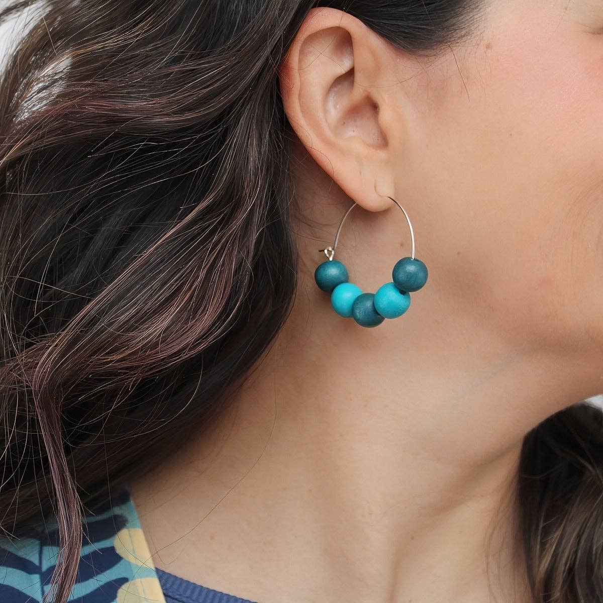 Sylca Designs - Aqua Hoop Dangle Earring