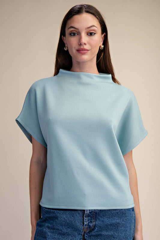 Glam - Mock Neck Top/ Aqua