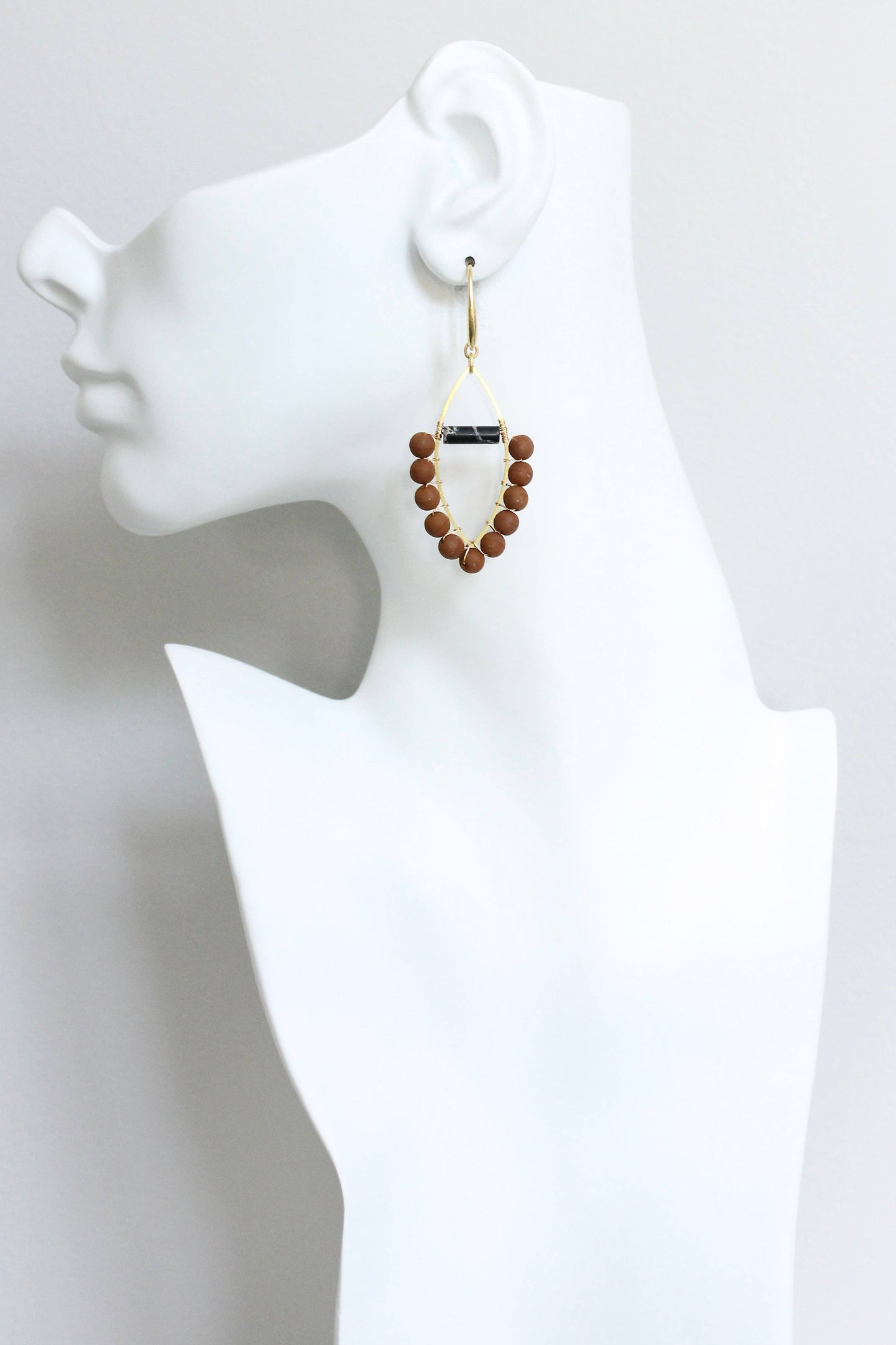 David Aubrey Jewelry - Wire Wrapped Orange and Black Earrings