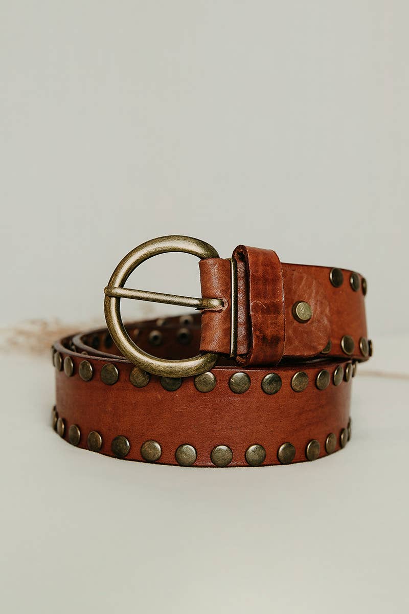 Lula Natura - Cirius Brown Leather Belt w Studs