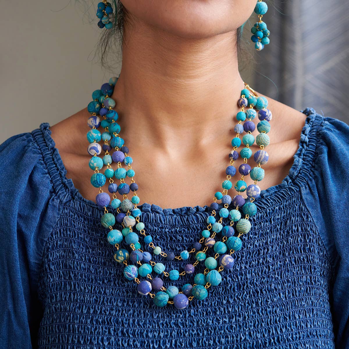WorldFinds - Kantha Azure Karita Necklace