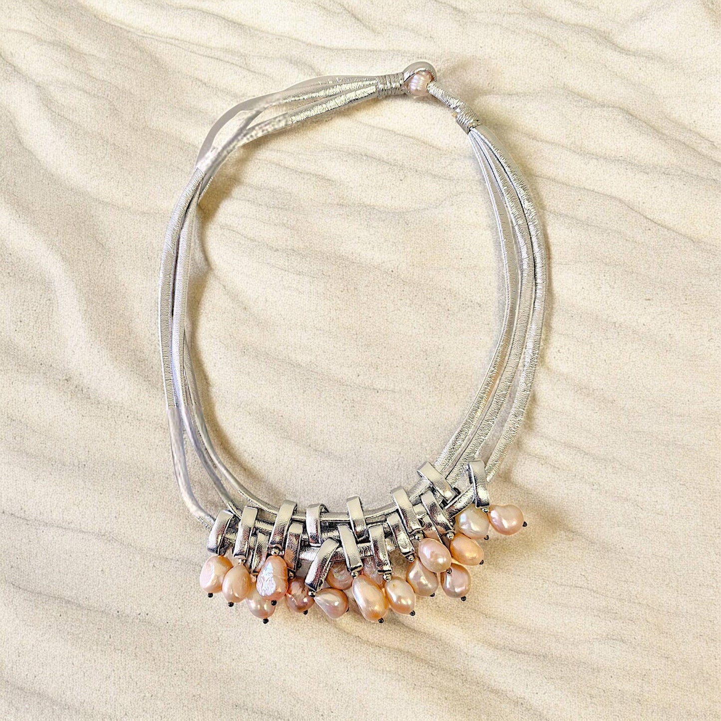 Bijoux Envie Jewelry - Pastel Pink/ Silver Necklace
