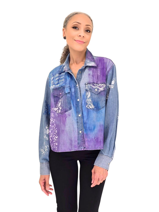 Narenee Designs- Denim Shirt with Hand Painted Designs