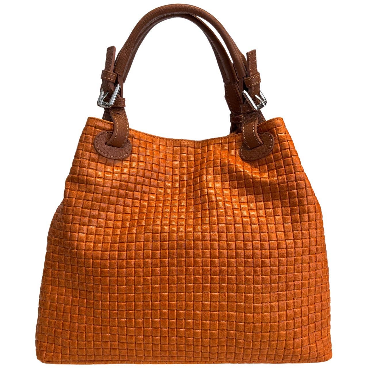 MODARNO - Print Handbag with Shoulder Strap: Orange