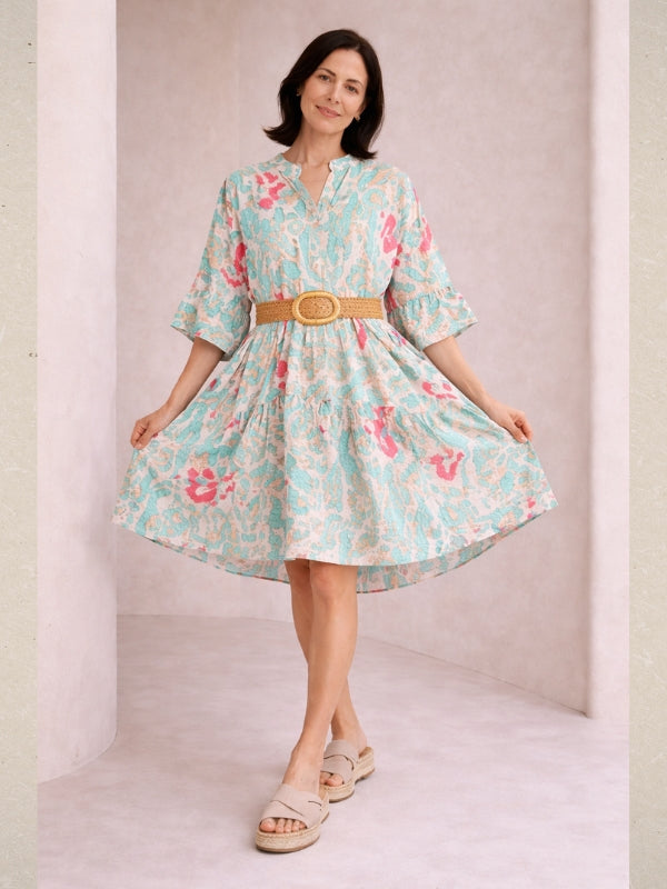 LOOWIE - Coastal Mosaic Tiered Dress