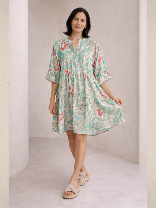 LOOWIE - Coastal Mosaic Tiered Dress