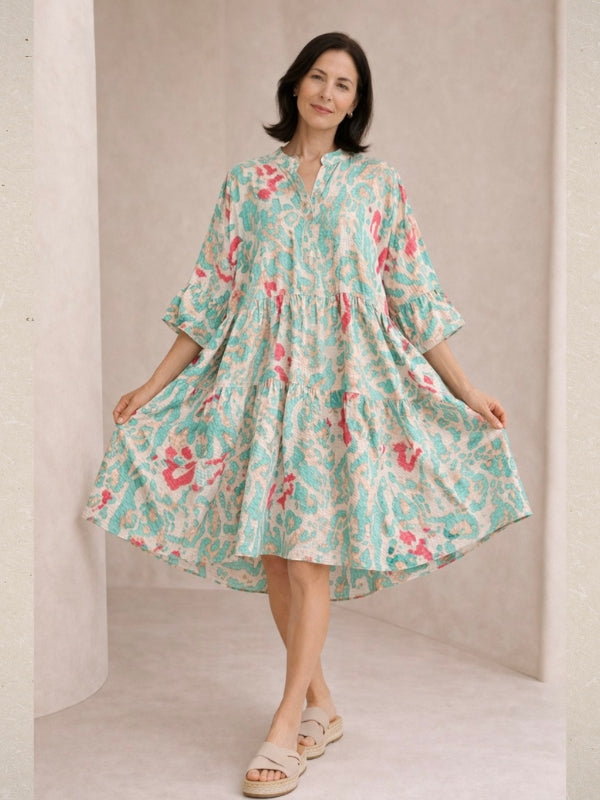 LOOWIE - Coastal Mosaic Tiered Dress