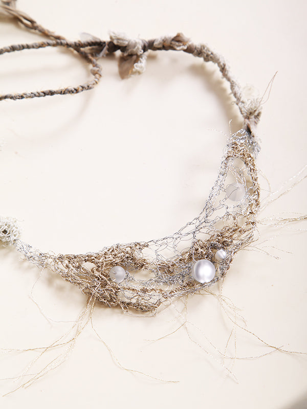 Tatiana Palnitska- Silver Hand-Knitted Necklace