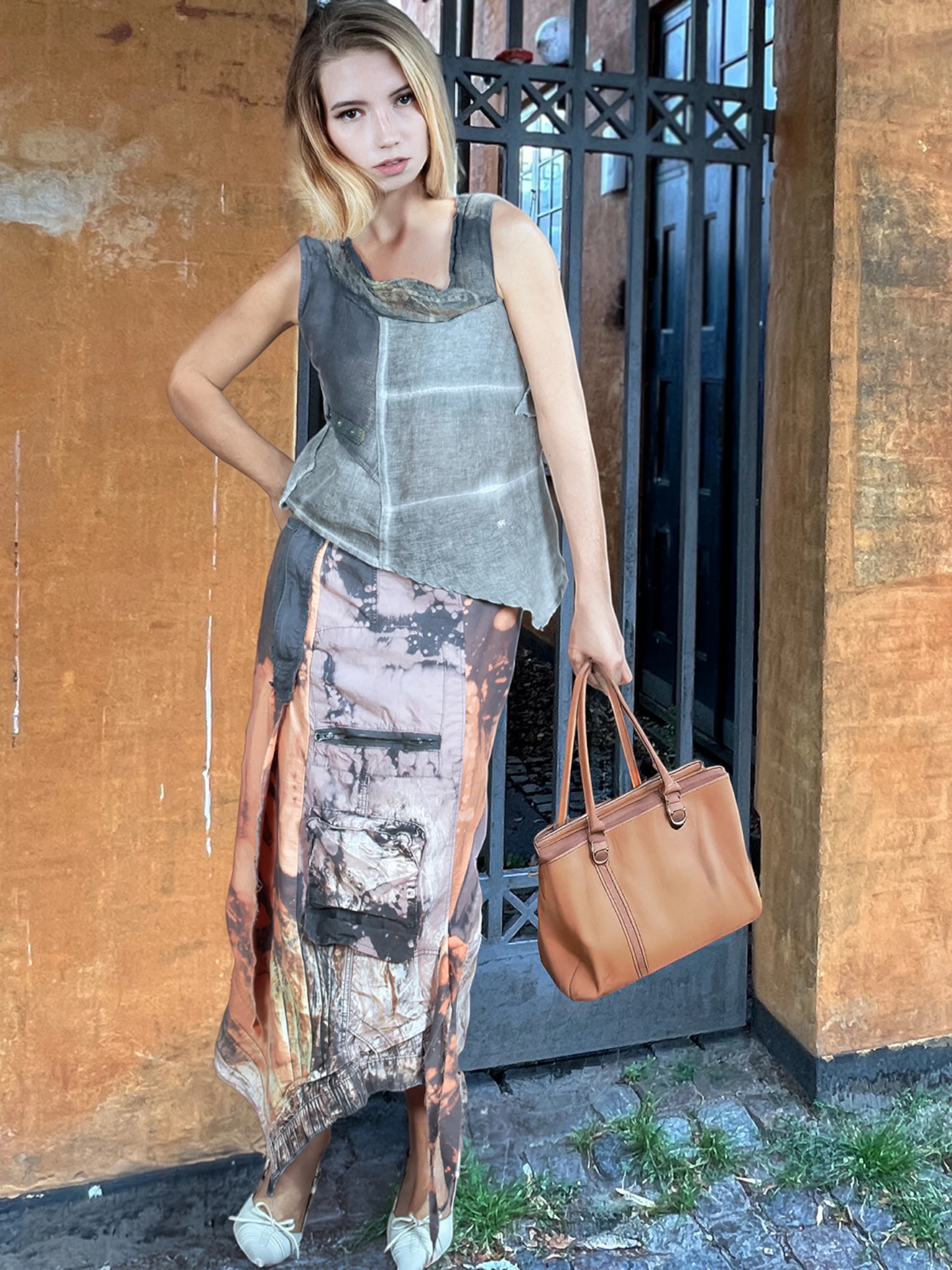 Tatiana Palnitska - SUM23 " A Half- Shades Charade" Cotton Skirt