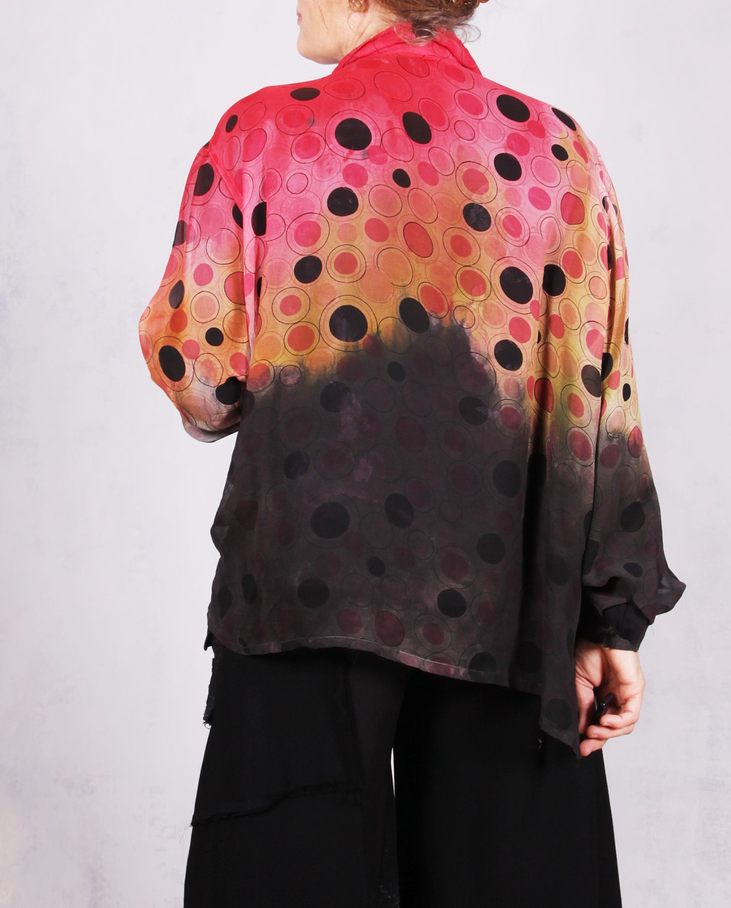 Tatiana Palnitska - Tru2/ Sheer Painted Silk Top W/Circles