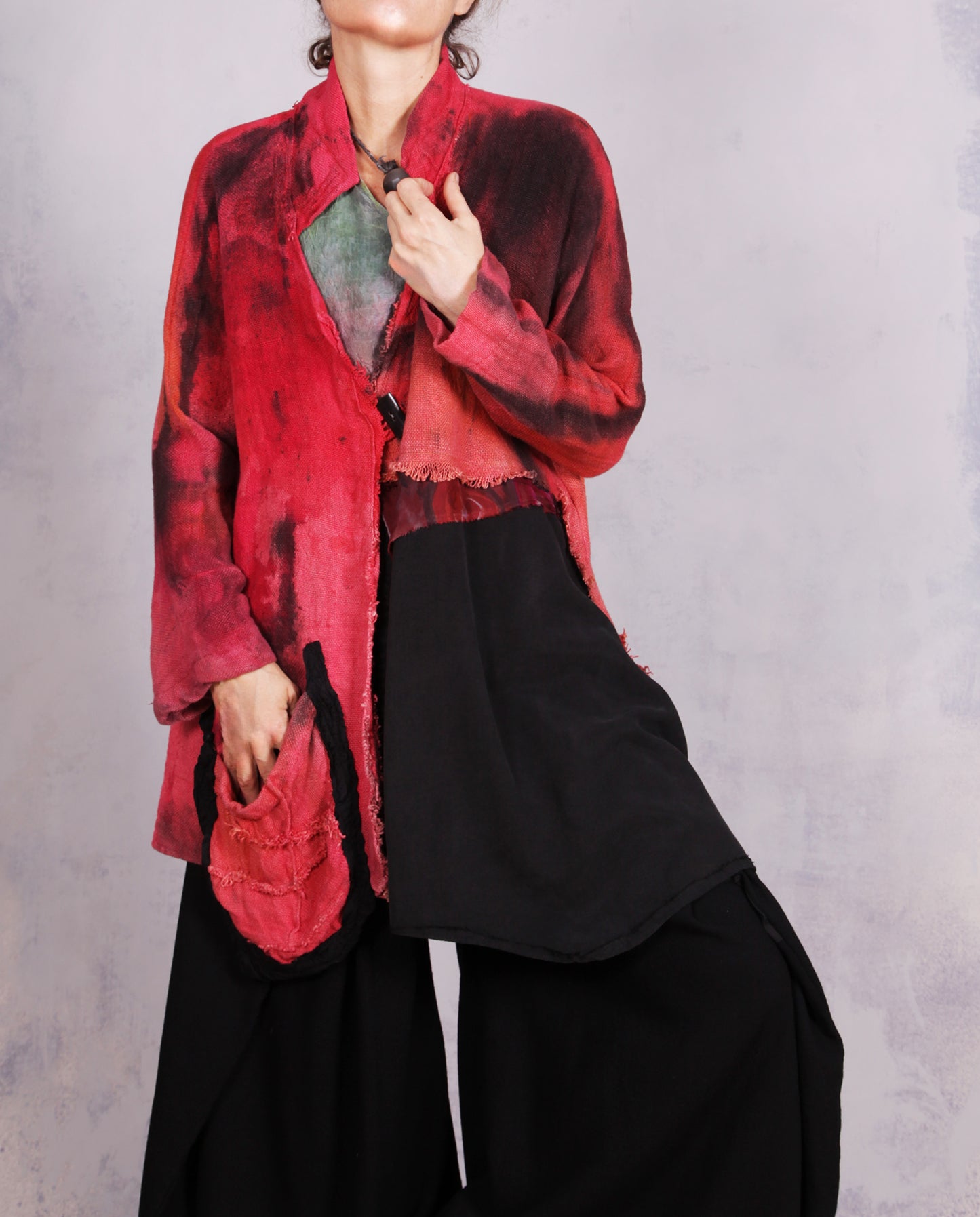 Tatiana Palnitska - Tru23/ Asymmetrical Woven Hot Pink Jacket