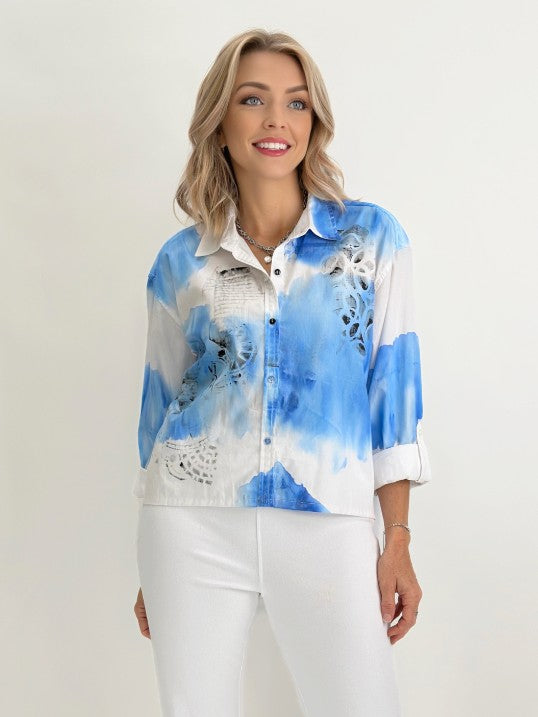 Narenee Designs-Hand Painted White Shirt