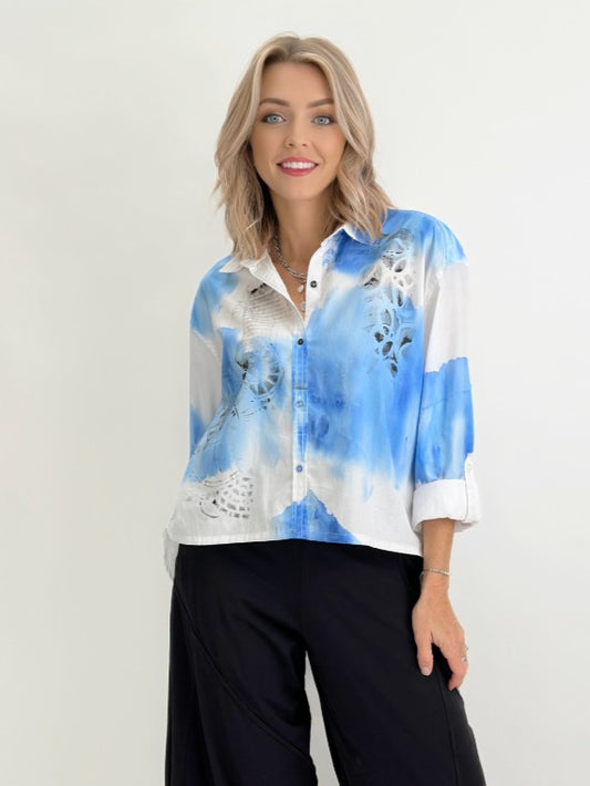 Narenee Designs-Hand Painted White Shirt