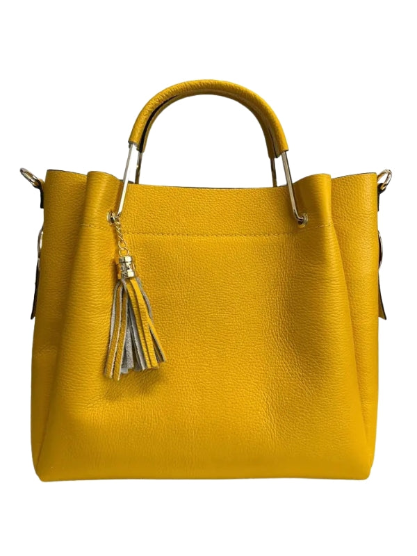 MODARNO -Leather Tote with Removable Clutch/ Yellow