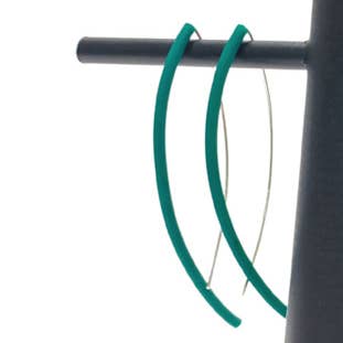 Frank Ideas - LONG sterling silver elegant design minimal
 earrings Green