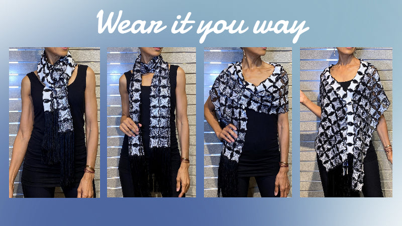Blu Ice- Leather Printed Fringe Scarf