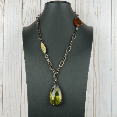 NSerena Jewelry-Crystal Pendant & Carnelian Necklace