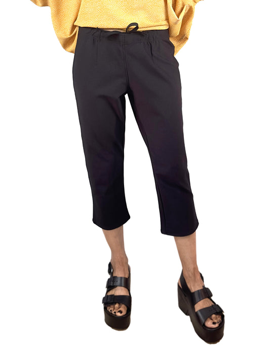 Paper Temples- Kick Crop Pants- Black Ponte